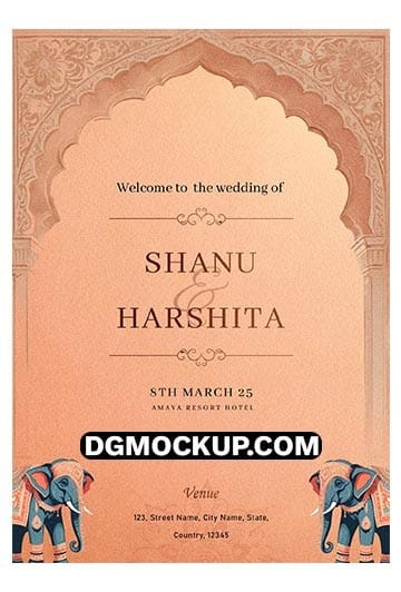 DGMOCKUP Indian Wedding Invitation Card Design Poster Template Free PSD Preview 1