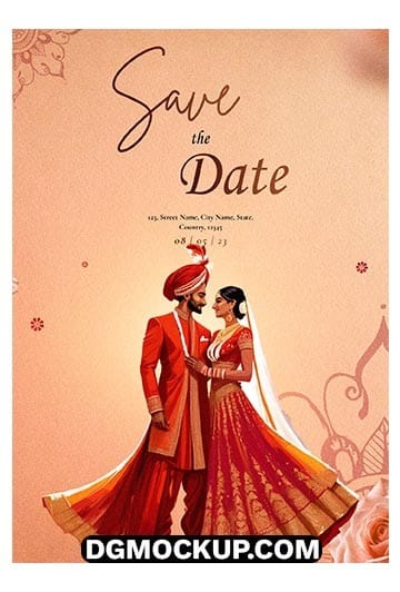 DGMOCKUP Indian Wedding Invitation Card Design Poster Template Free PSD Preview 2