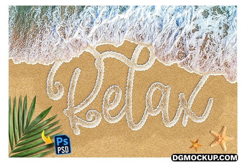 Sea Foam Text on Sand Photoshop Template Preview Psd 01