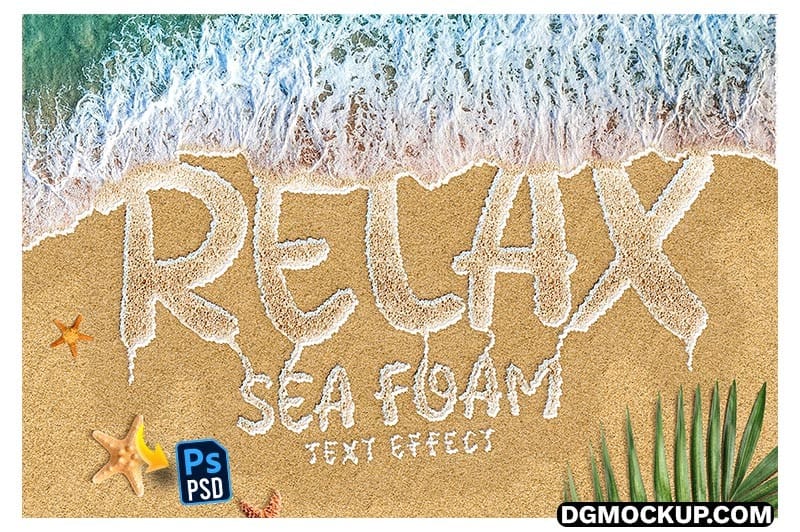 Sea Foam Text on Sand Photoshop Template Preview Psd 02