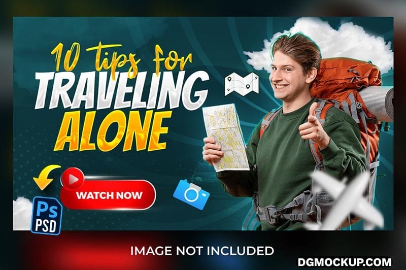 Travel Agency YouTube Thumbnail & Web Banner Template Preview