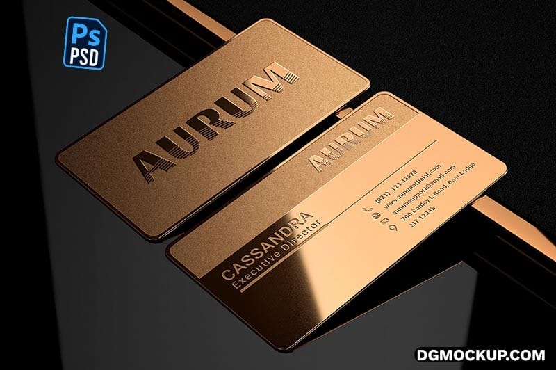 Luxury Gold Metal Business Card Logo Mockup PSD Preview