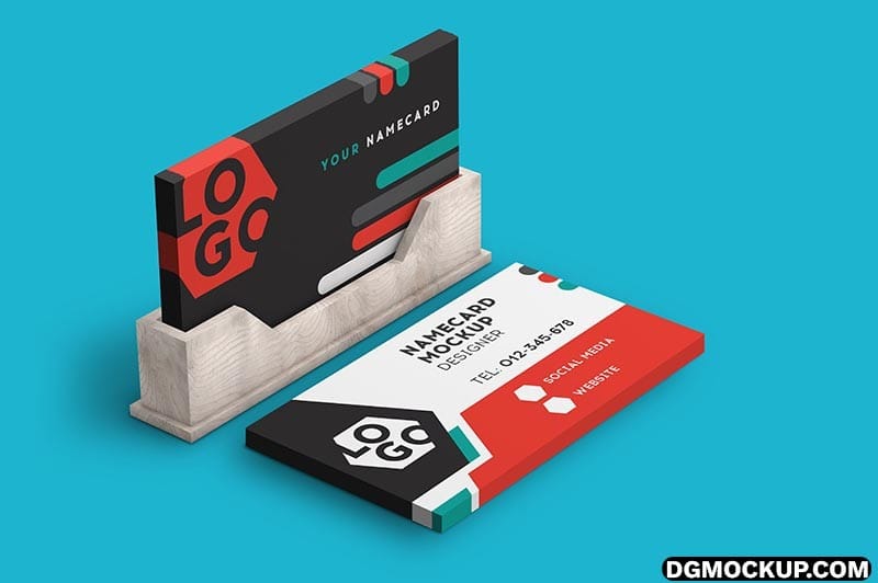 3D Business Card Stack Modern Free PSD Mockup Templates Preview