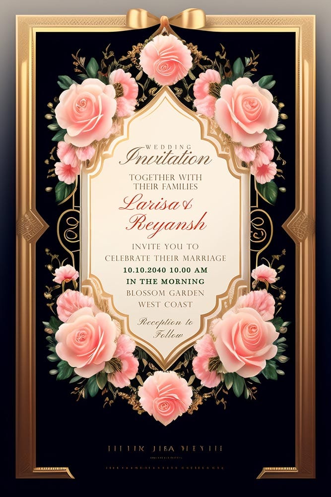 DGMOCKUP Free Elegant Wedding Invitation Card Template Set - Pink Roses & Green Leaves Design PSD Demo