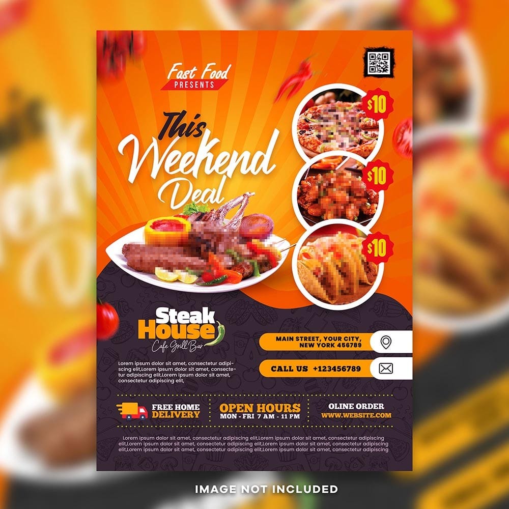 DGMOCKUP Restaurant and Food Business Flyer Design Free PSD Template Demo