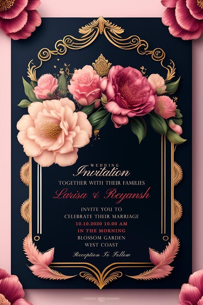 DGMOCKUP Wedding Invitation Card With Flower Frame Free Psd 