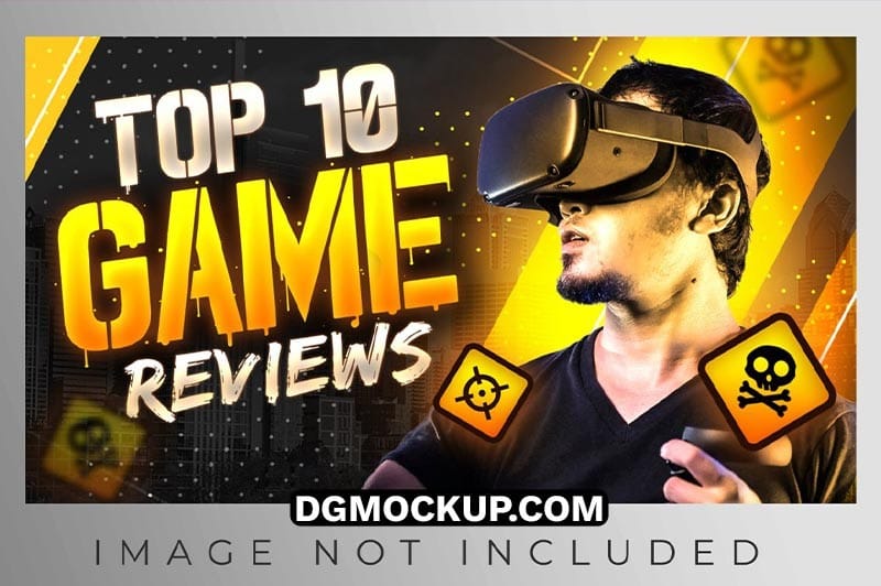 Gaming Reviews YouTube Channel Thumbnail Free PSD Template Preview