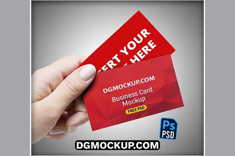 Hand Holding Business Card Mockup Free PSD Preview