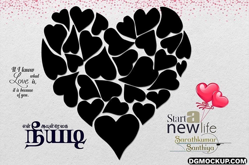 Heart Love Collage Photo Frame PSD Mockup Template Preview 2