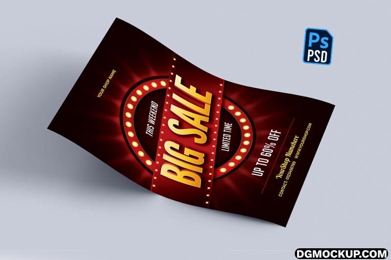 Laying A4 paper Free PSD Mockup Templates Demo