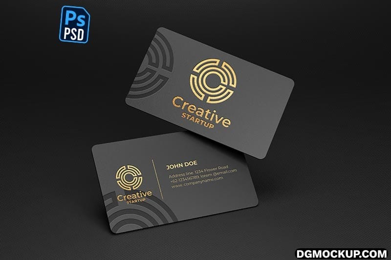 Luxury Black Business Card Logo Mockup with Gold - Free PSD perview