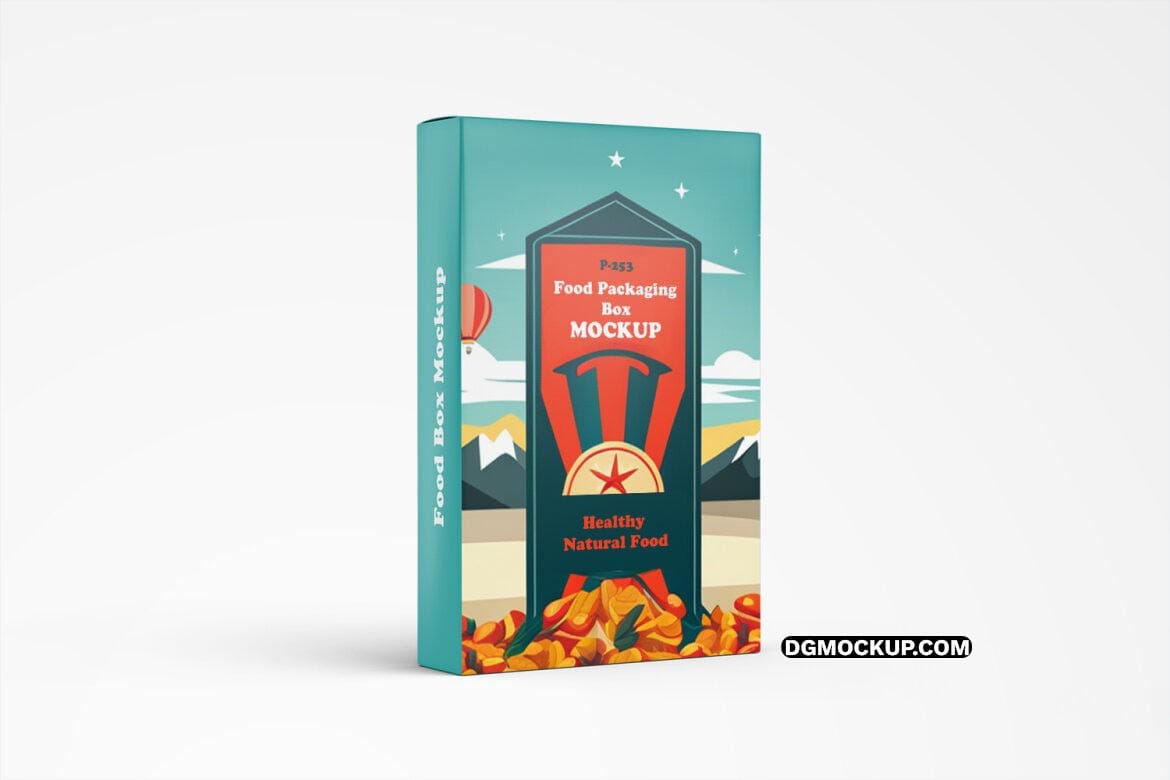 Premium Vertical Food Packaging Box Free PSD Mockup Template demo