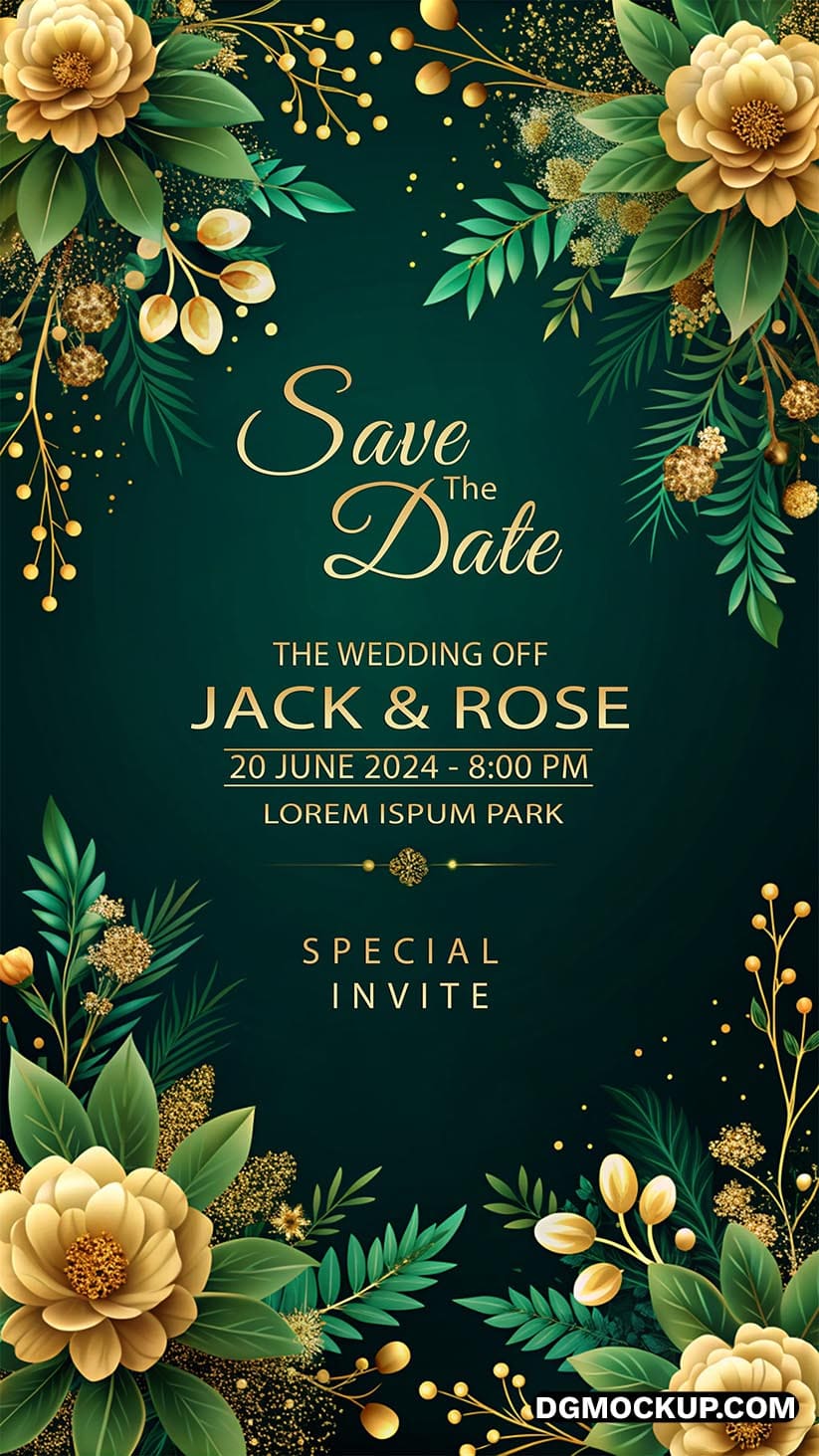 dgmockup.com Wedding Invitation Greeting Card 3D Templates Free PSD Demo