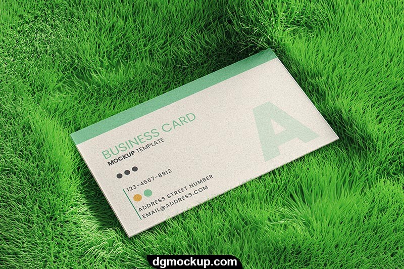 Business Card Free PSD Mockup in Grass Preview