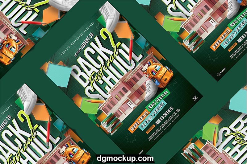 Square Back to School Flyer Free Editable PSD Template Preview