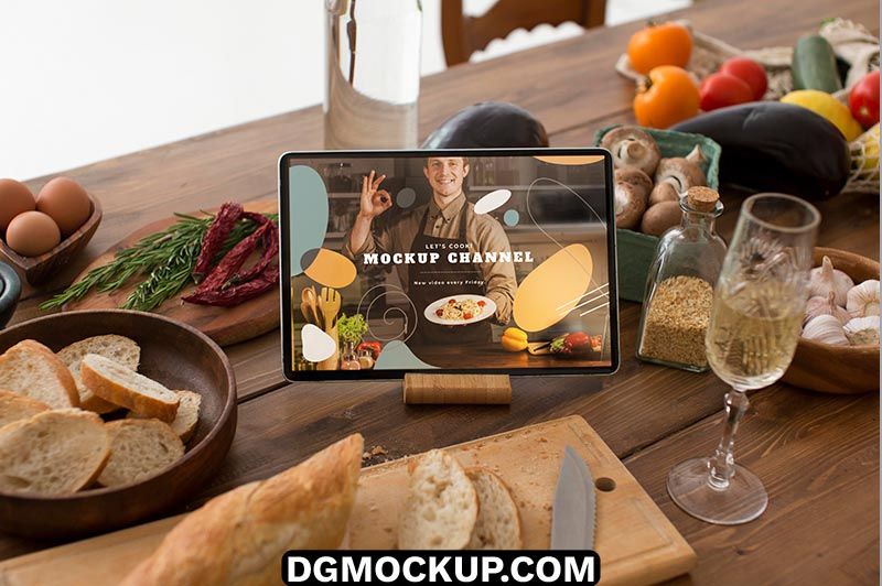 Tablet Screen Editable Photoshop PSD Mockup Free Preview