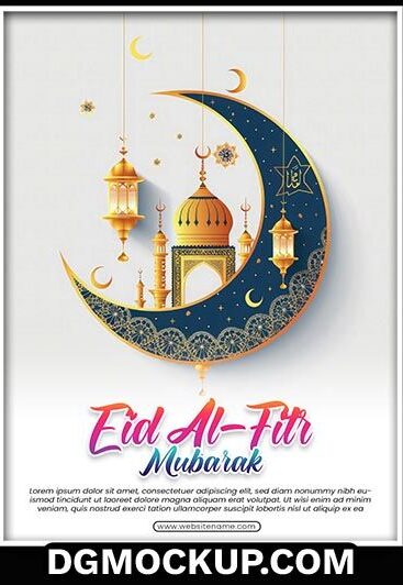 Eid al-Fitr Mubarak Greeting Design Template Free PSD Download Preview
