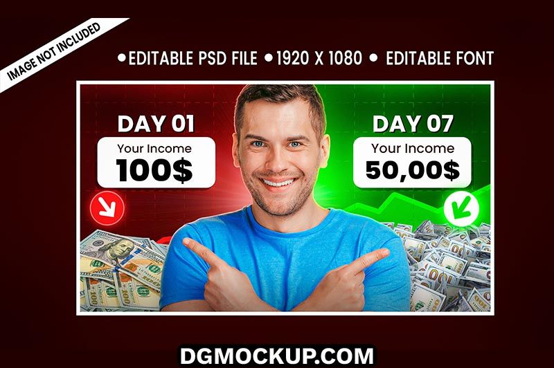 Viral YouTube Thumbnail Design Free Editable PSD Template Preview