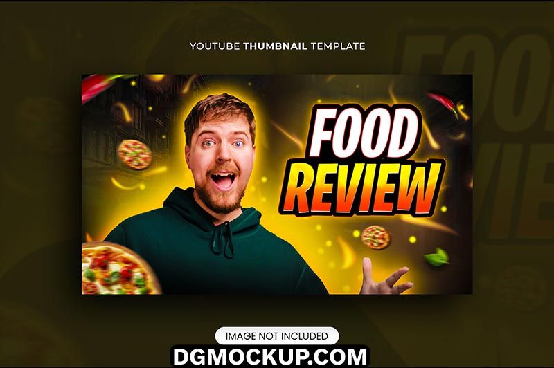 YouTube Thumbnail Food Review Editable Photoshop PSD Template Free Preview
