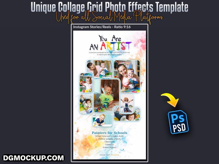 DGMOCKUP.com Unique Family Photo Collage Grid Free PSD Template Preview