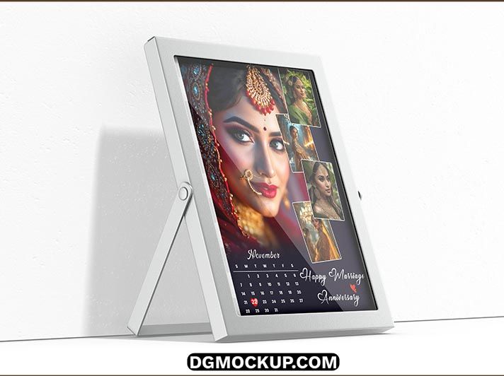 Gold Photo Frame PSD Mockup Free Side View Preview
