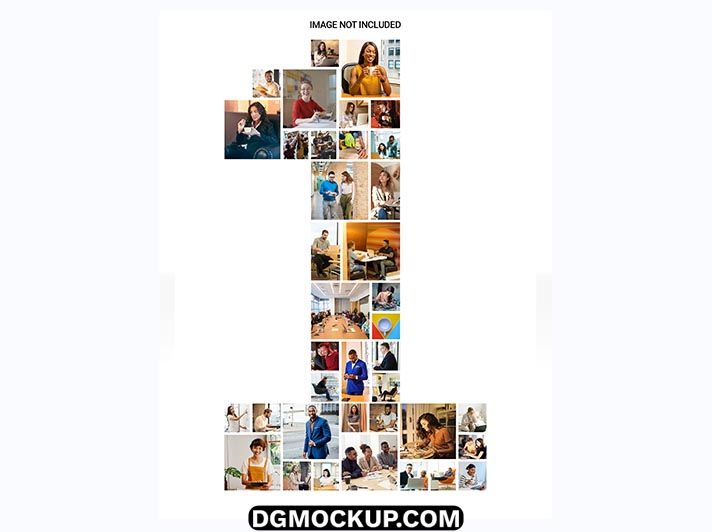 One Number Photo Collage Frame Effect Free PSD Template Preview