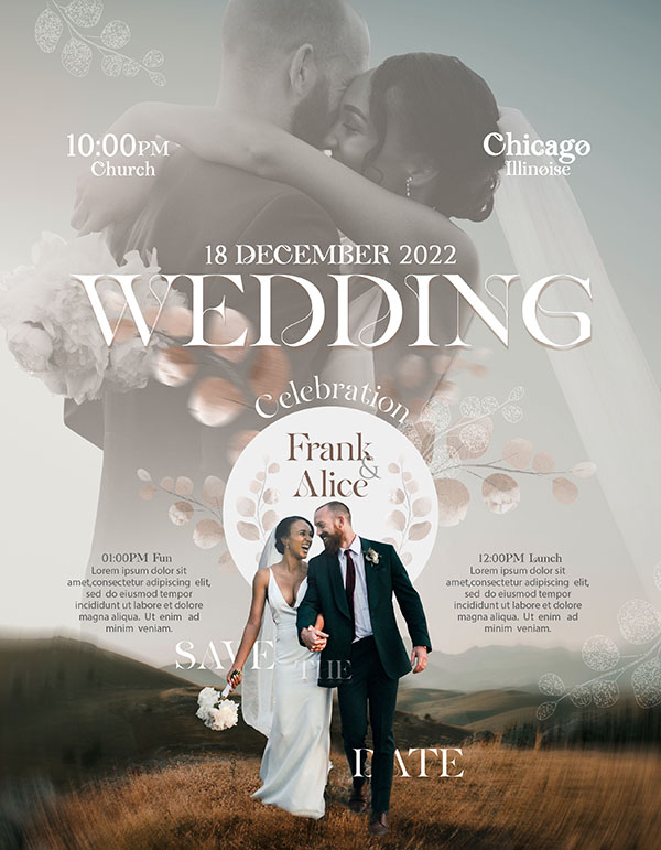 Save The Date Wedding Poster PSD Template Preview