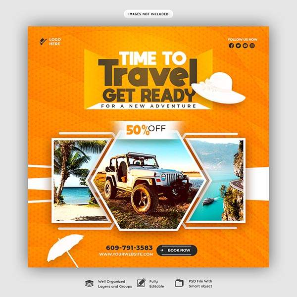 Travel & Tourism Instagram Post PSD Template Free