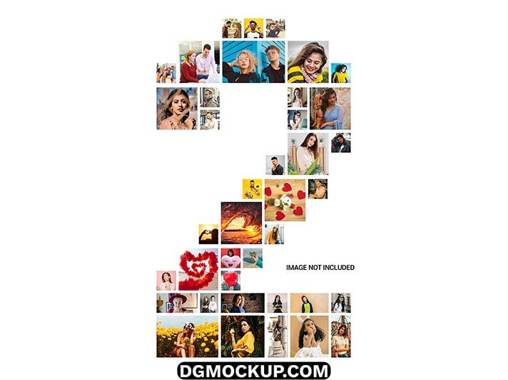 Two Number Photo Collage Frame Effect Free PSD Template Preview