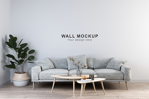 Wall Free Creative PSD Mockup Design in 3D Rendering