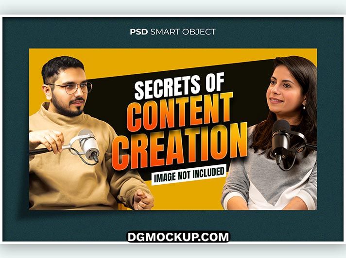 YouTube Podcast Creative Thumbnail Design Free PSD Template Preview