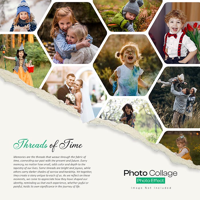 10 Frame Torn Paper Photo Collage Free PSD