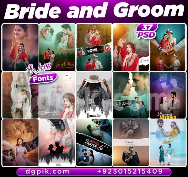 37 Bride and Groom Double Exposure Fully Editable PSD