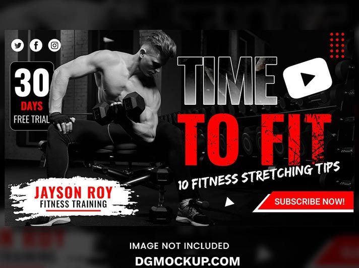 Best Fitness YouTube Thumbnail PSD Template Preview