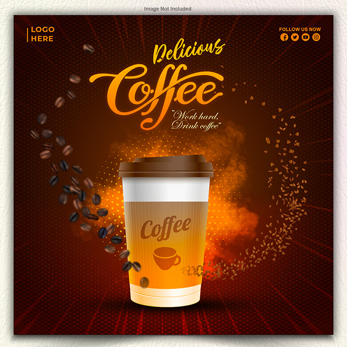 Coffee Drinks Sale Poster Design PSD Template