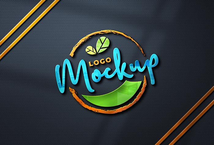 Colorful Solid Glass Reflective Logo PSD Mockup