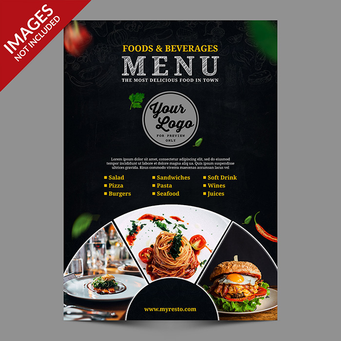 Dark Vintage Food Menu for Restaurant Cover Design Free PSD
