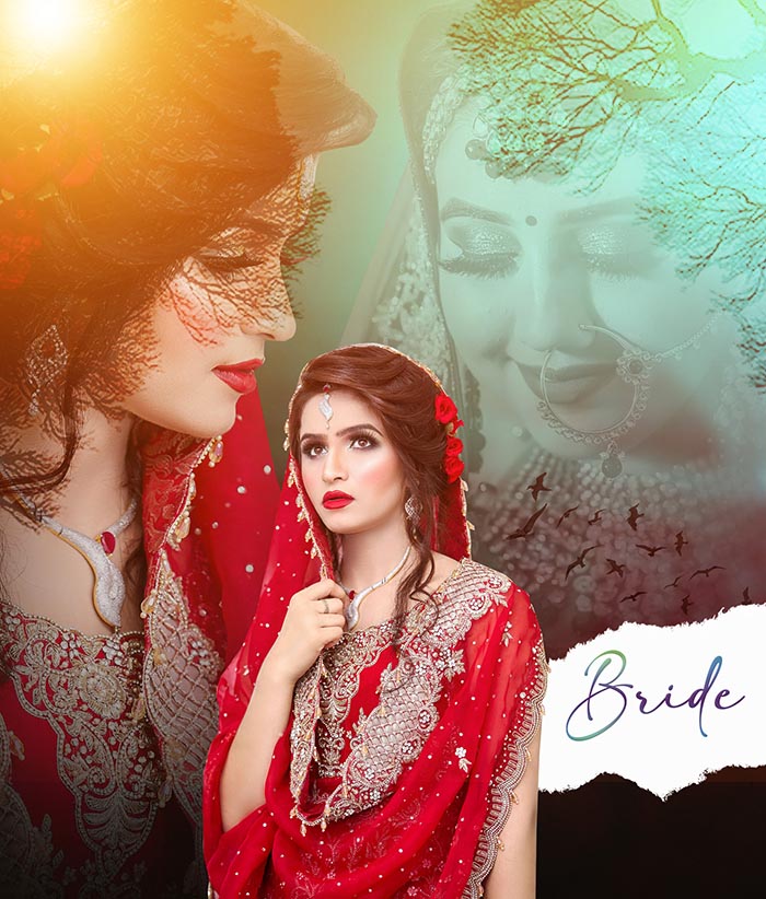 Double Exposure Bridal Photo Editing PSD Template Free