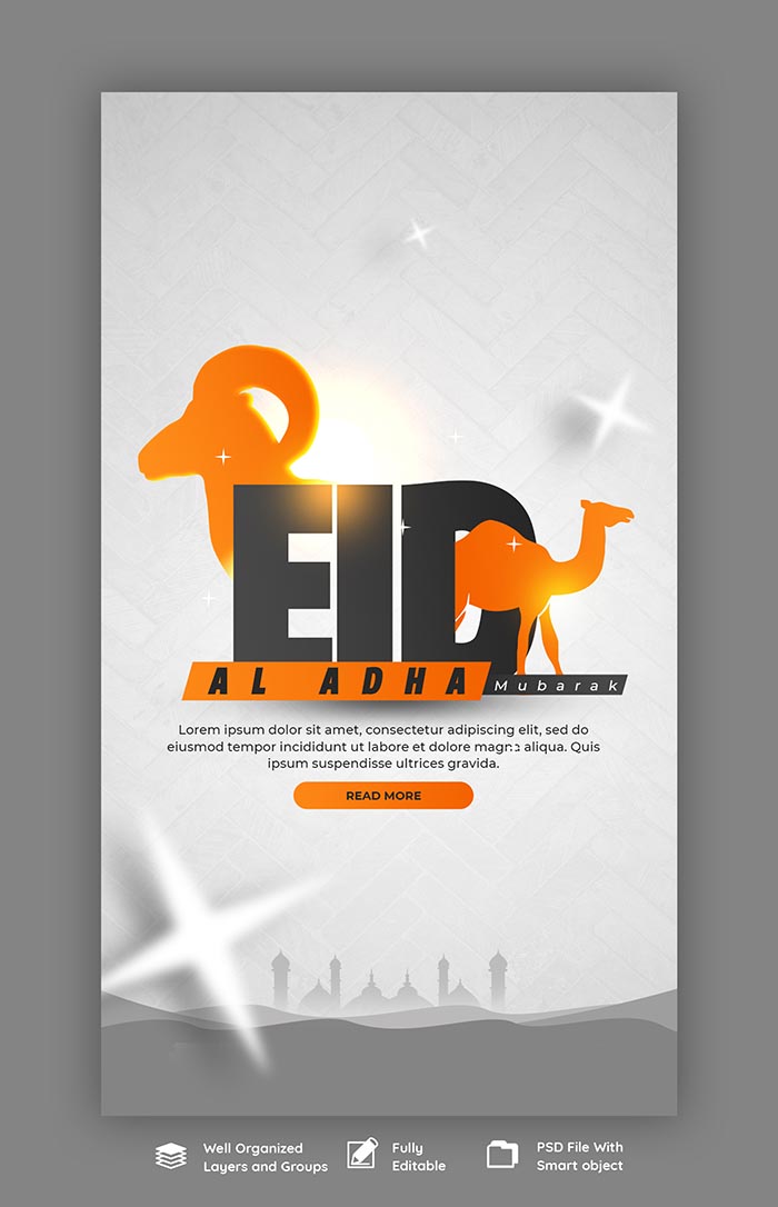 Eid al Adah Mubarak Islamic Festival Instagram and Facebook PSD