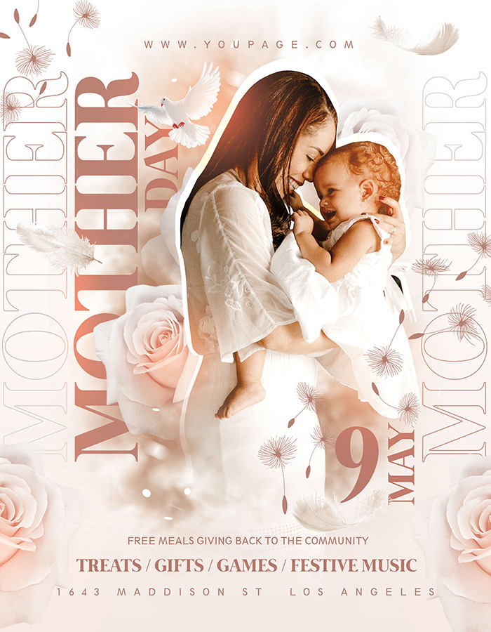 Elegant Floral Bold Mother's Day Flyer PSD Templates
