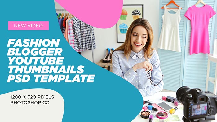 Fashion Blogger Video Thumbnail Free PSD Templates