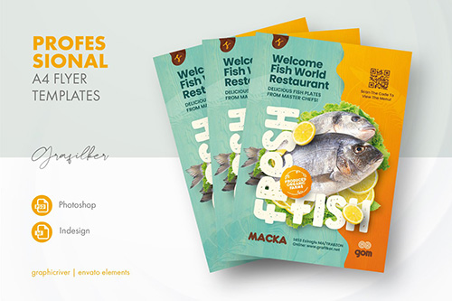 Fish Restaurant Flyer Free PSD Template
