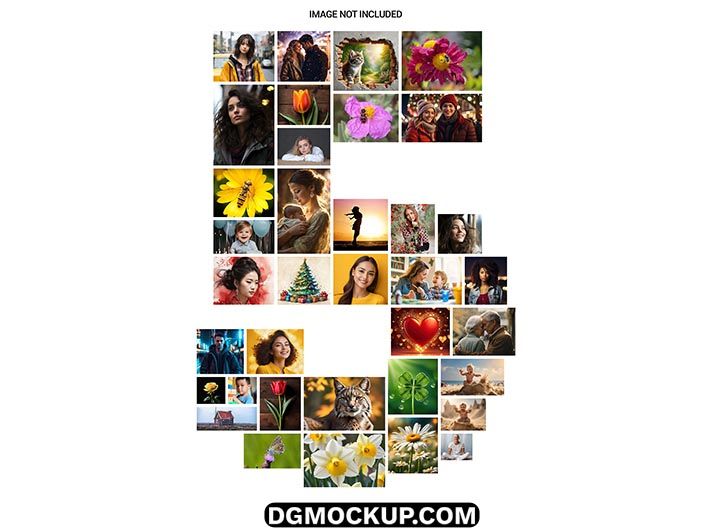 Five Number Collage Grid Photo Frame Effect Free PSD Template Preview