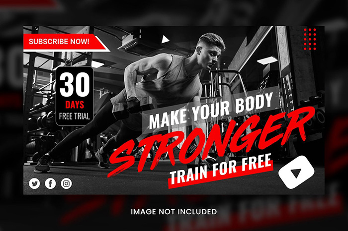 Free Stronger Fitness YouTube Thumbnail PSD Template
