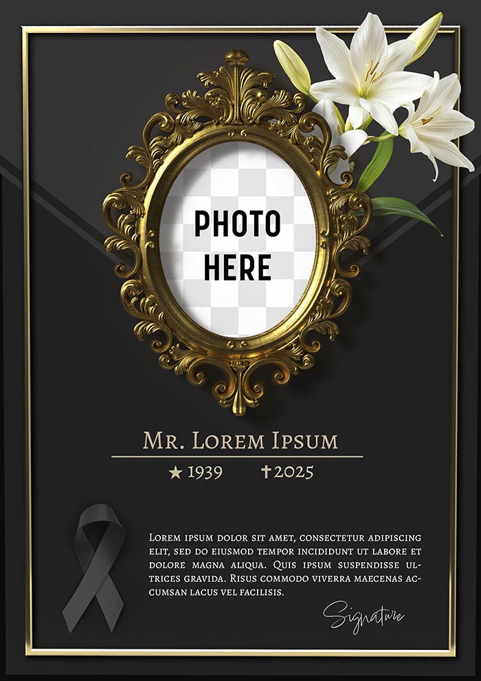 Funeral Frame Tribute Template Flyer Free PSD