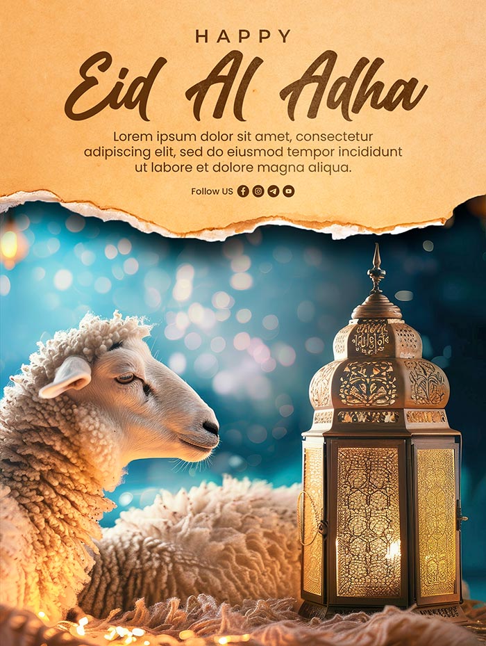 Happy Eid al-Adha Torn Paper PSD Template