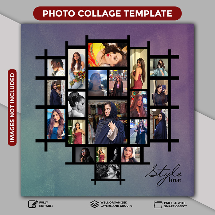 Latest Creations Collage Photos Frame PSD Template