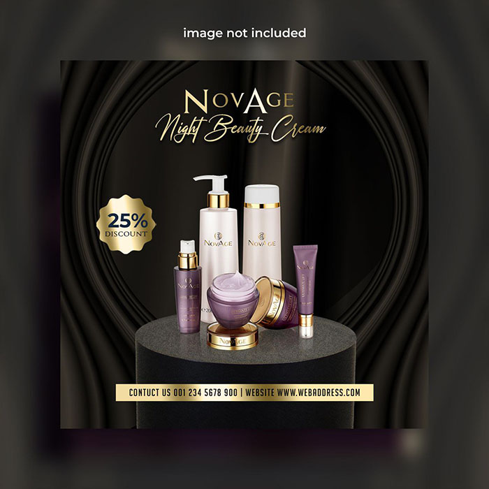 Luxury Beauty Cosmetics Products Sale Banner PSD Template