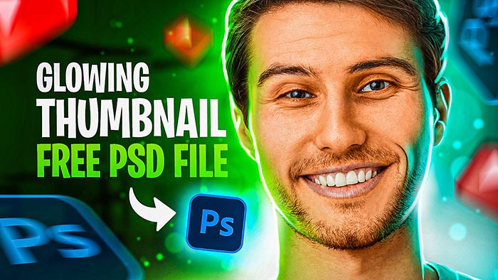 Pixolid Glowing YouTube Thumbnail Free PSD