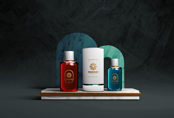 Realistic Perfume Free PSD Mockup Stand